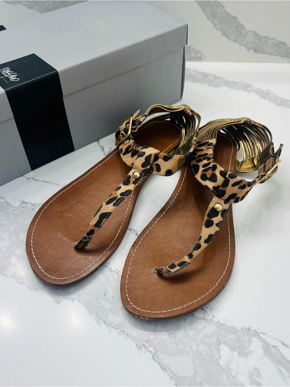 Mossimo Supply Co. Women’s 10 Animal Print Peace Heeled Thong Sandals